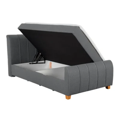 Xora Boxspringbett XORA in Grau, Liegefläche 120x200 cm – mit Bettkasten, Bonellfederkern